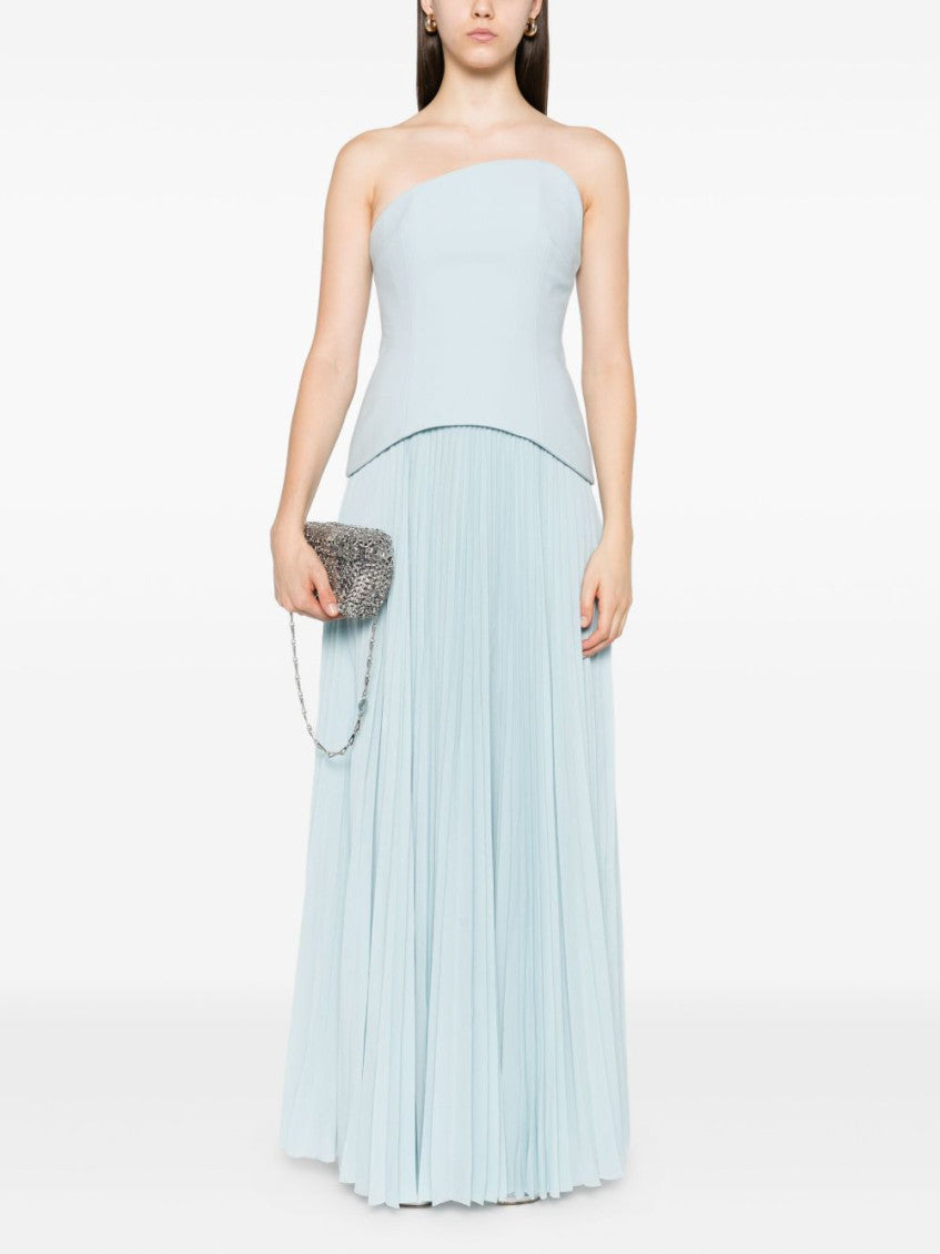 Light Blue Britt Strapless Pleated Dress 2