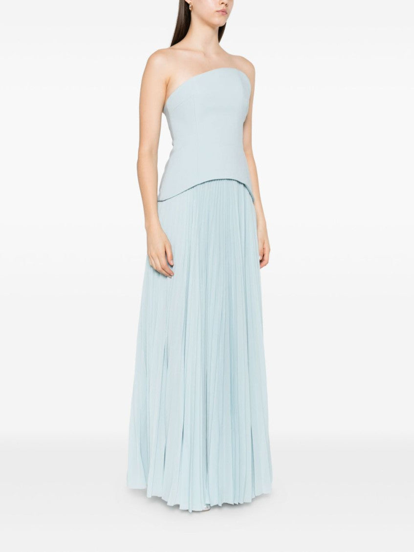 Light Blue Britt Strapless Pleated Dress 4