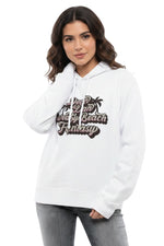 White Graphic Hood Sweatshirt 1
