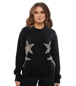 Black Embellished Crew Neck Sweatshirt 1