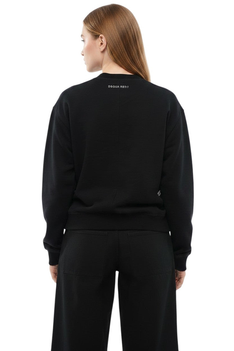 Black Embellished Crew Neck Sweatshirt 2