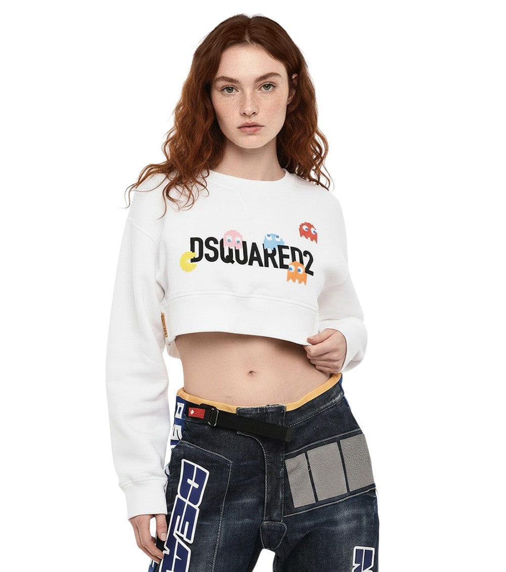 White Graphic Crew Neck Sweatshirt 1