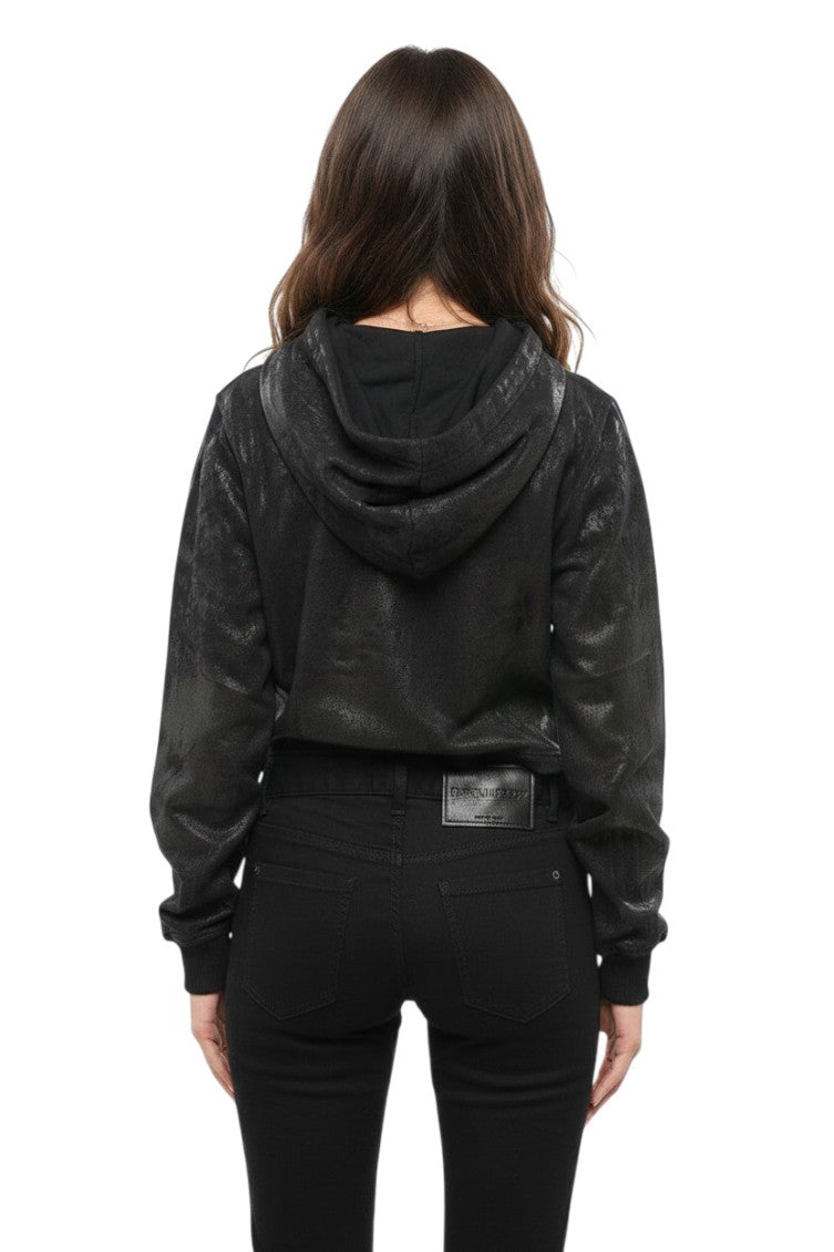 Black Textured Hood Sweatshirt 2