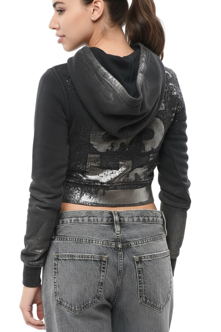 Black Graphic Hood Sweatshirt 2