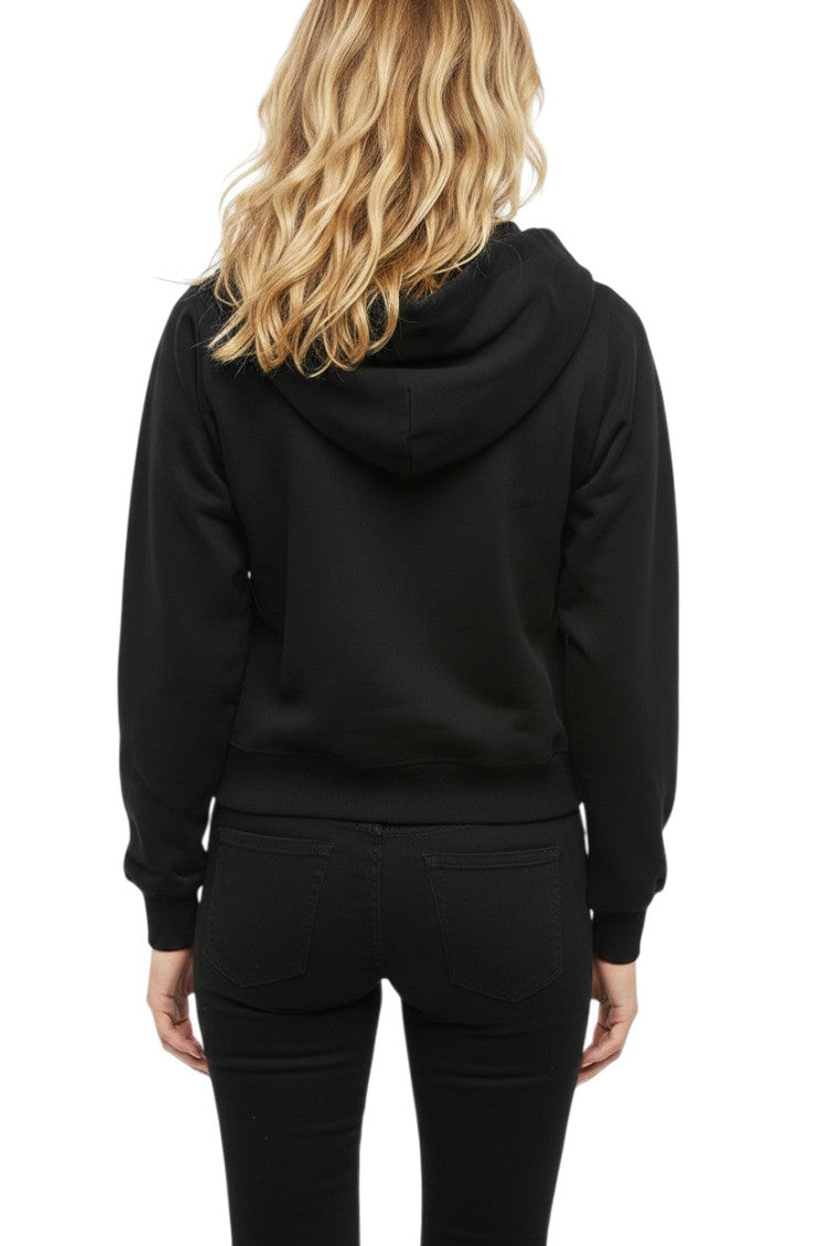 Black Solid Hood Sweatshirt 2