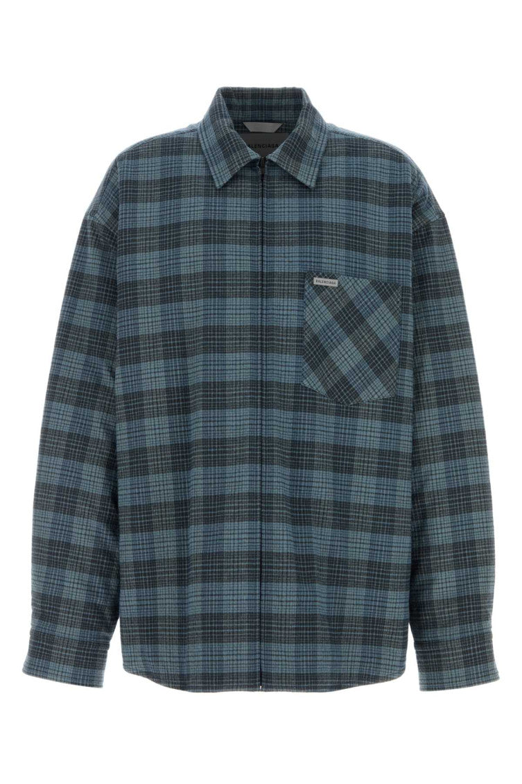 Blue Oversized Plaid Overshirt 1