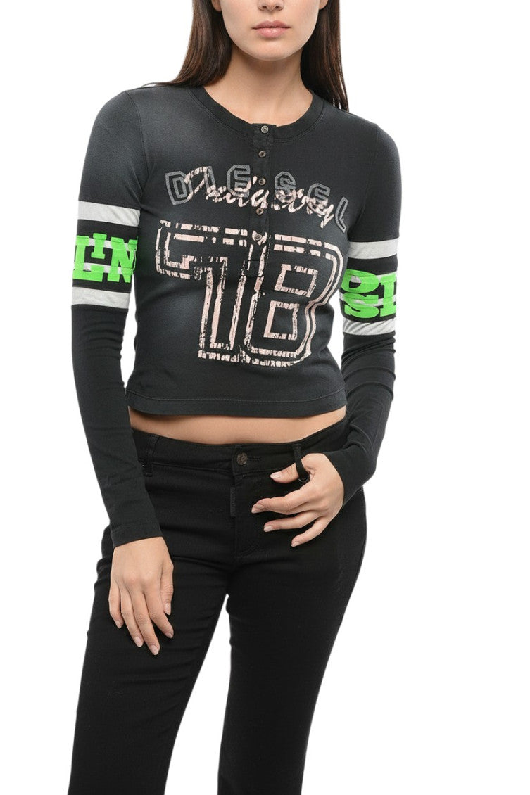 Black Graphic Round Neck T-Shirt 1