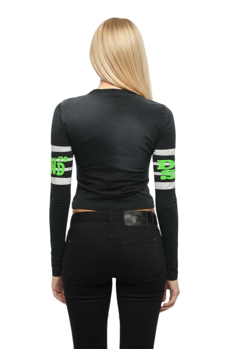 Black Graphic Round Neck T-Shirt 2