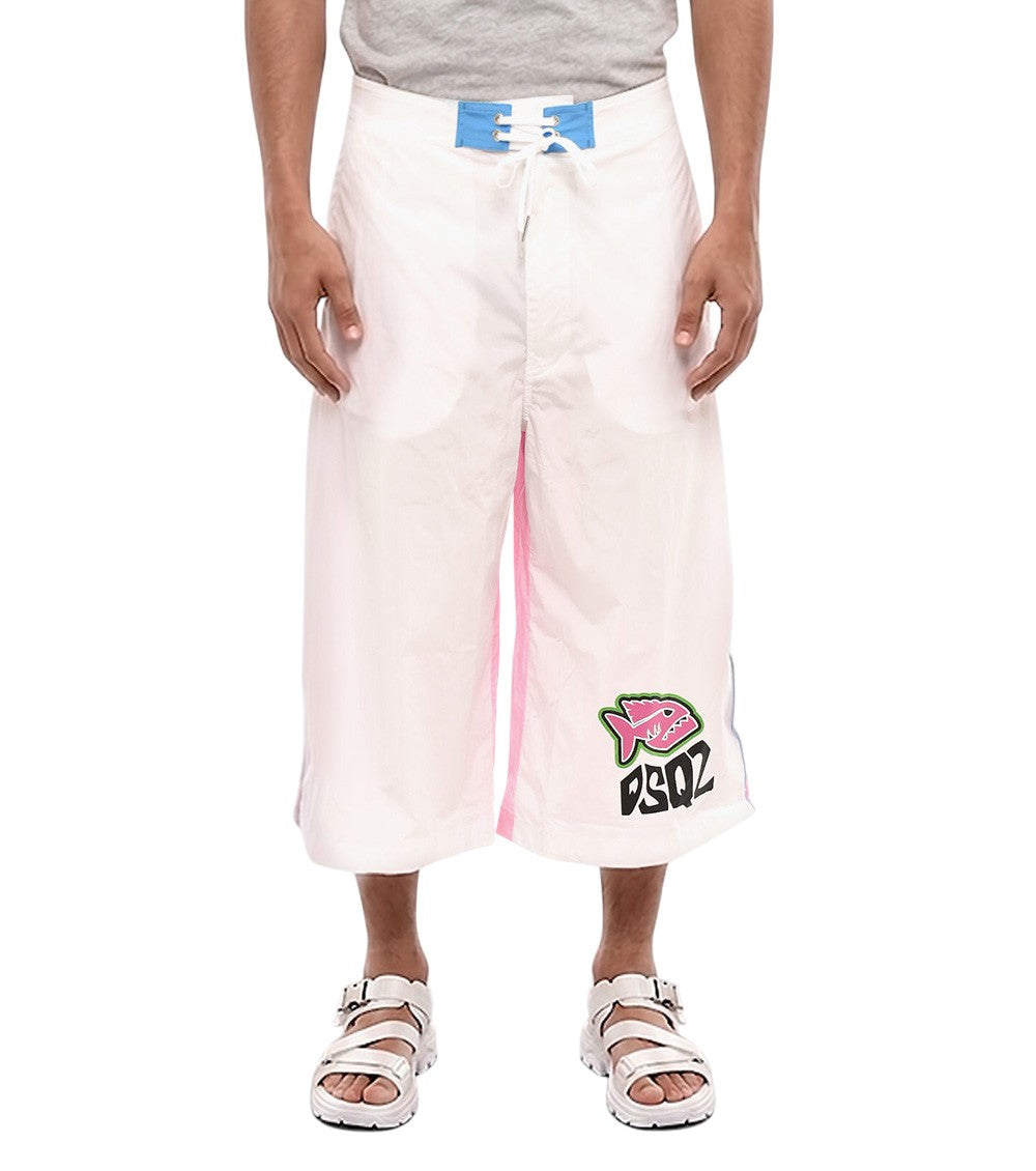 White Logo Swim Shorts 1
