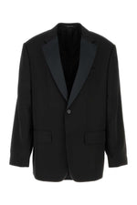 Black Notched Lapel Blazer 1
