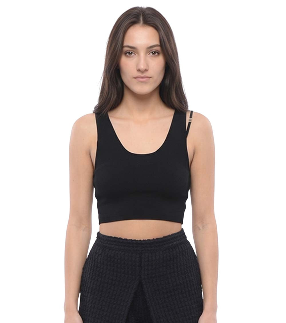 Black Solid Scoop Neck Top 1