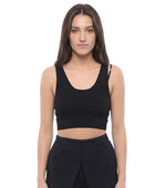 Black Solid Scoop Neck Top 1