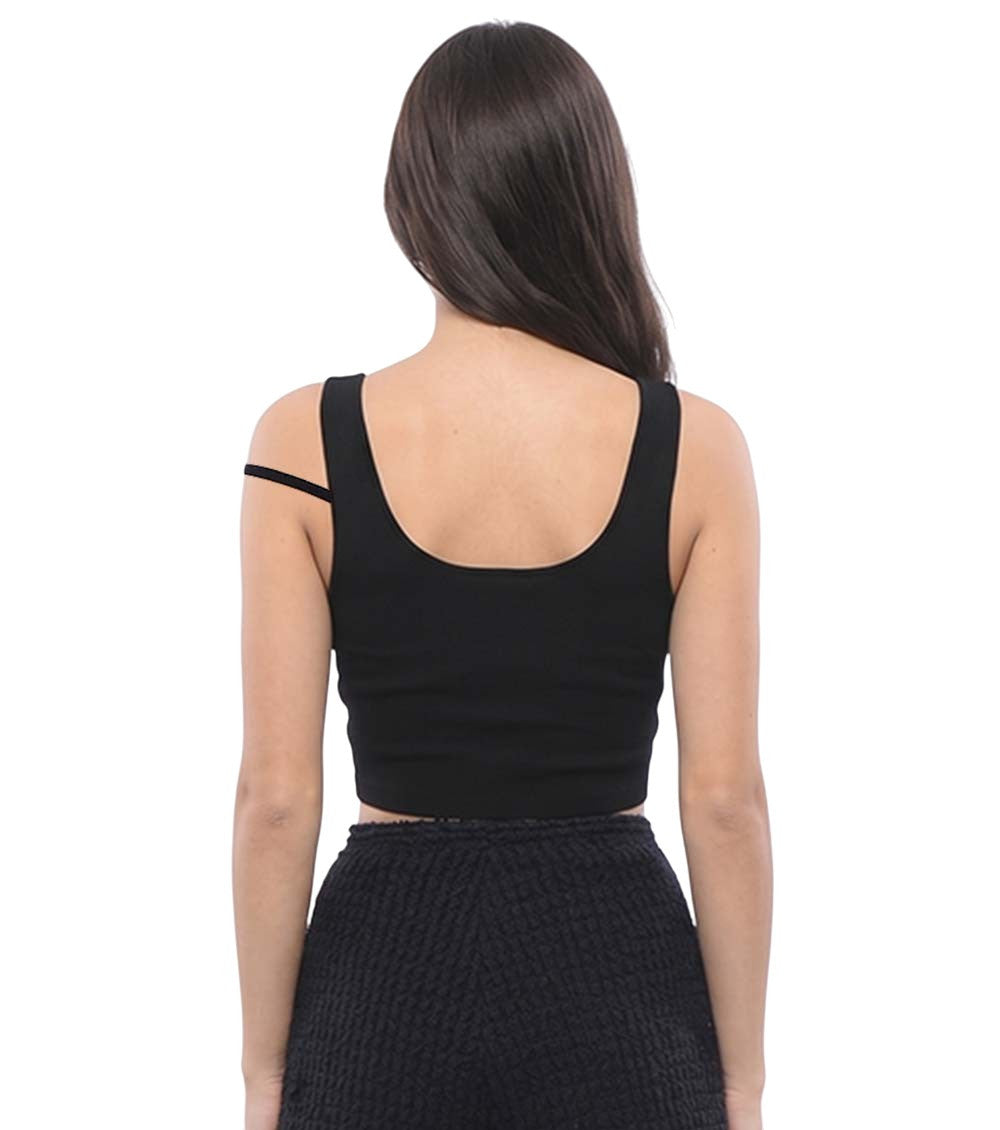 Black Solid Scoop Neck Top 2