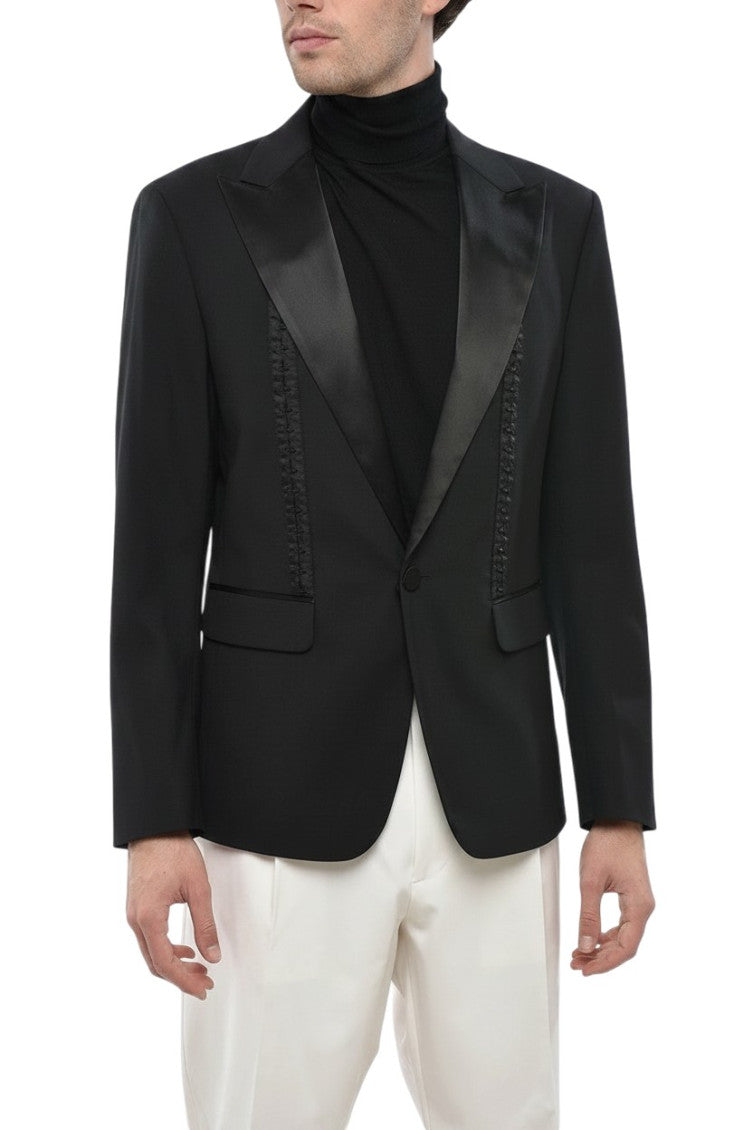 Black Peaked Lapel Blazer 1