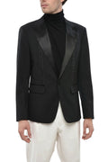Black Peaked Lapel Blazer 1