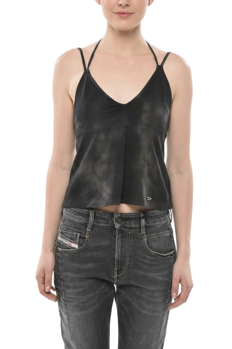Black Ombre V Neck Top 1