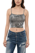Grey Printed Scoop Neck Top 1