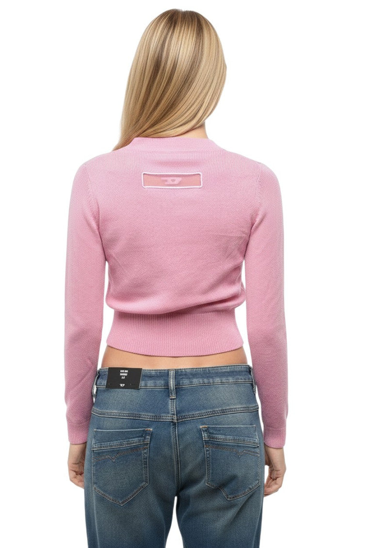 Pink Knitted V Neck Sweater 2