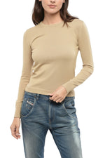 Beige Knitted Crew Neck Sweater 1