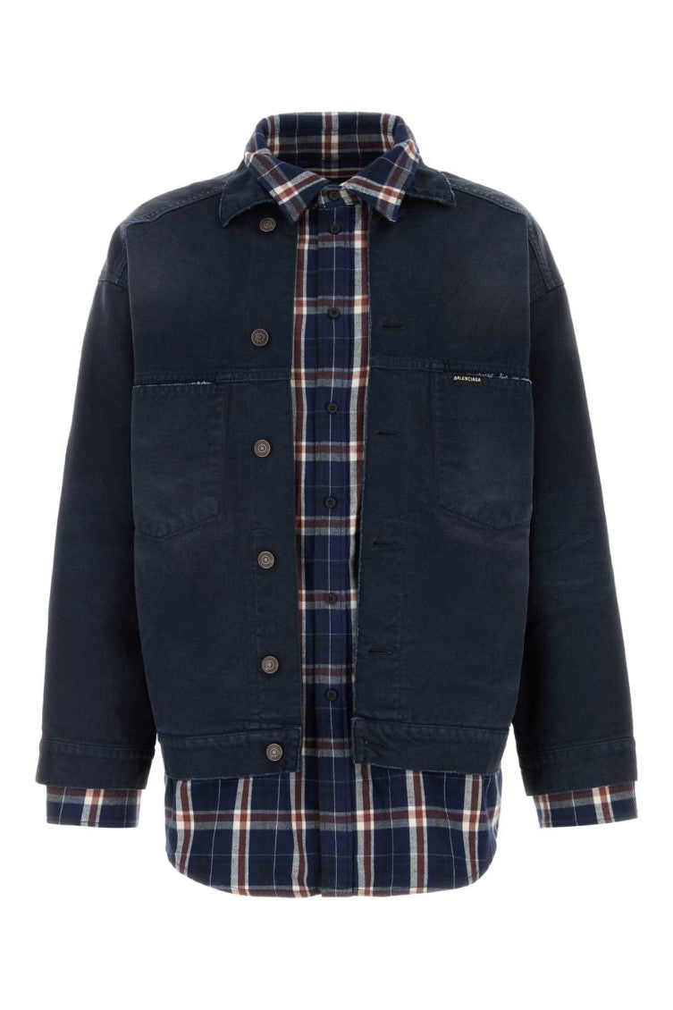 Dark Blue Check Shirt Jacket 1