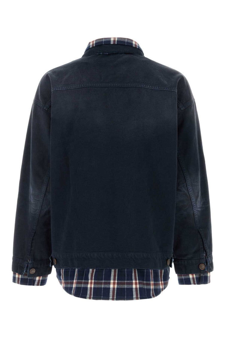 Dark Blue Check Shirt Jacket 2