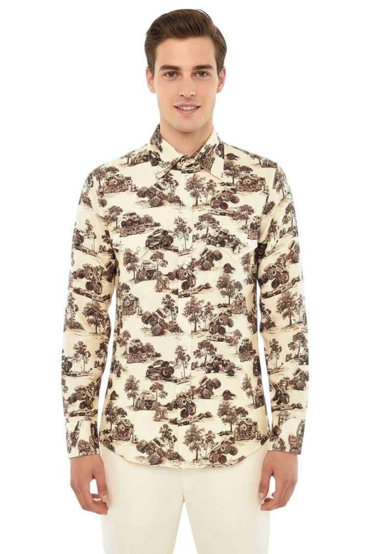 Beige Relaxed Graphic Shirt 1
