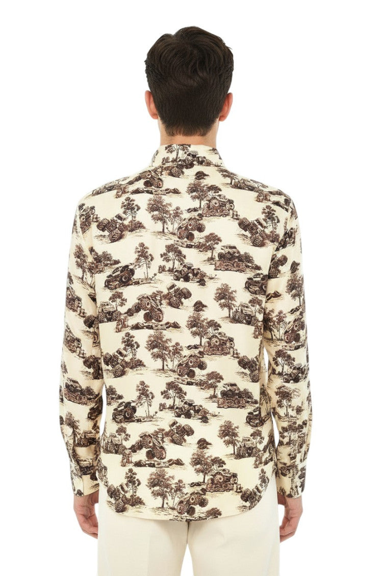 Beige Relaxed Graphic Shirt 2