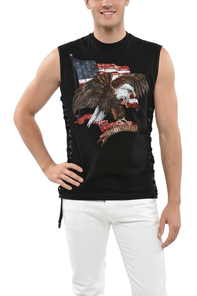 Black Sleeveless T-Shirt 1