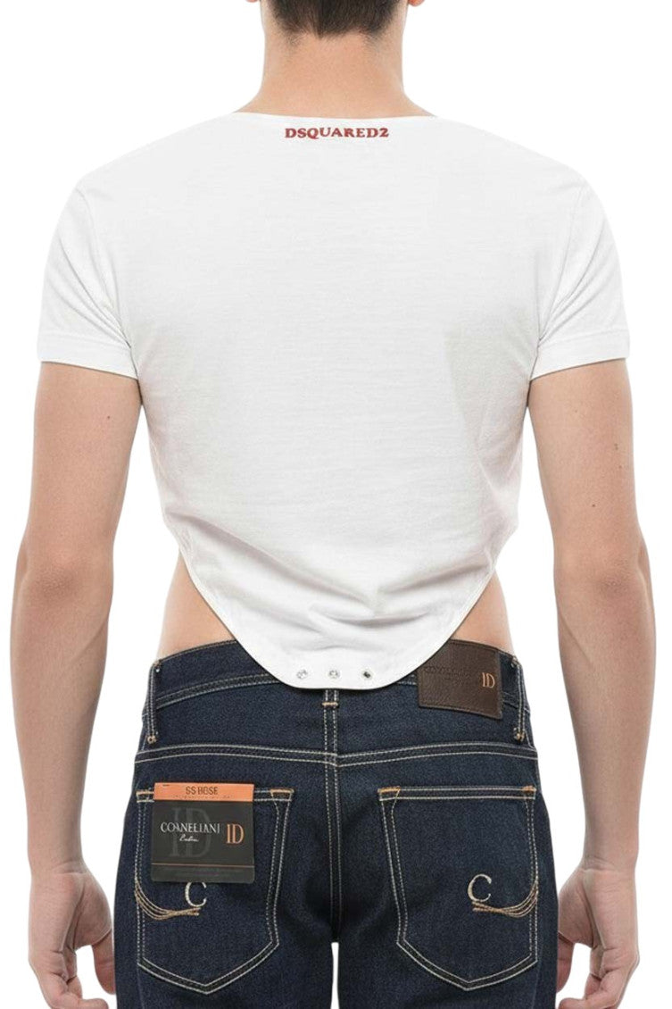 White Graphic Cropped T-Shirt 2