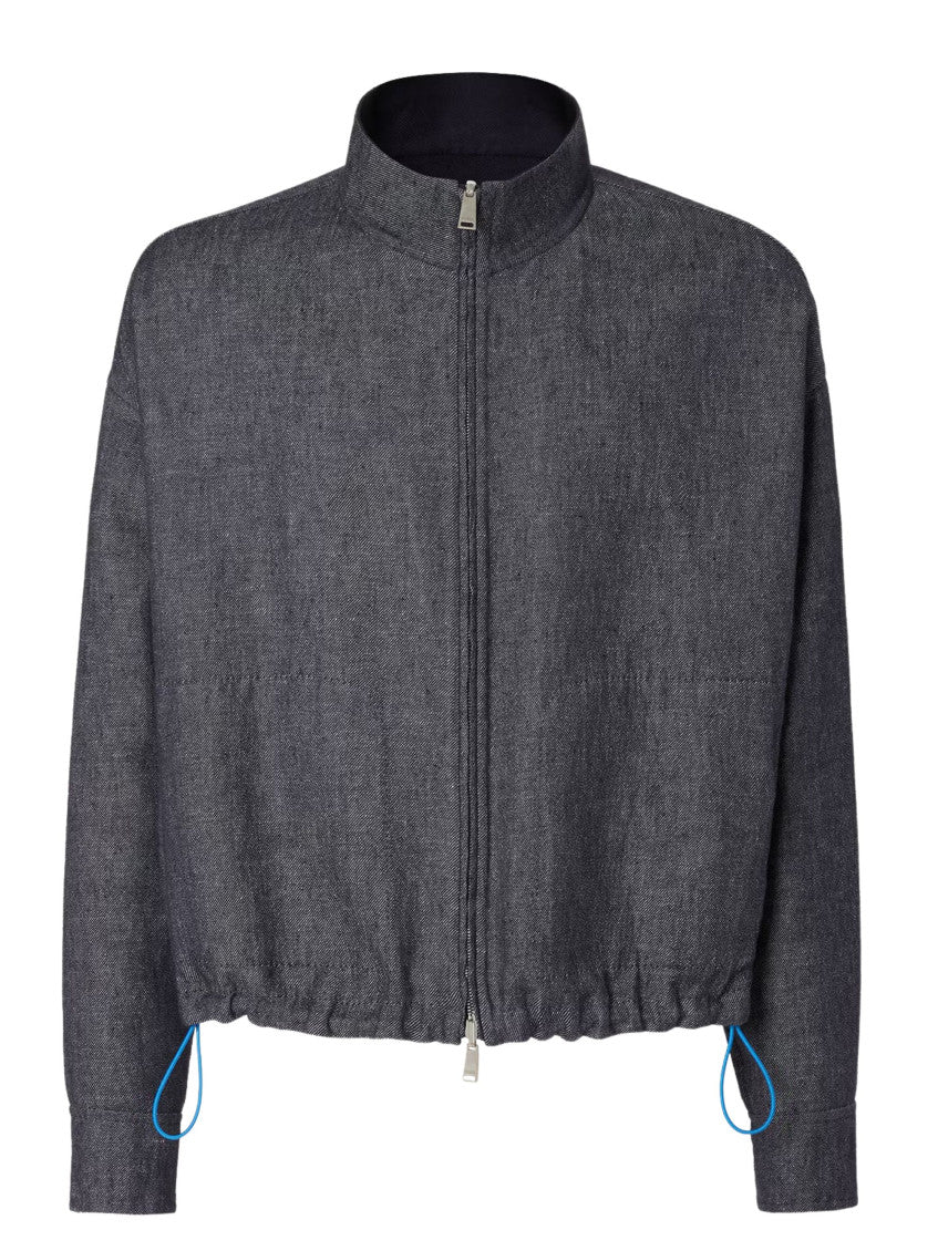 Blue Textured Reversible Jacket 1