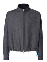 Blue Textured Reversible Jacket 1