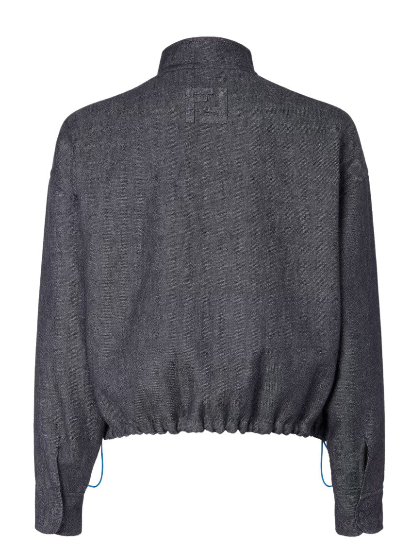 Blue Textured Reversible Jacket 2