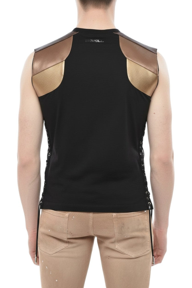 Black Solid Sleeveless T-Shirt 2