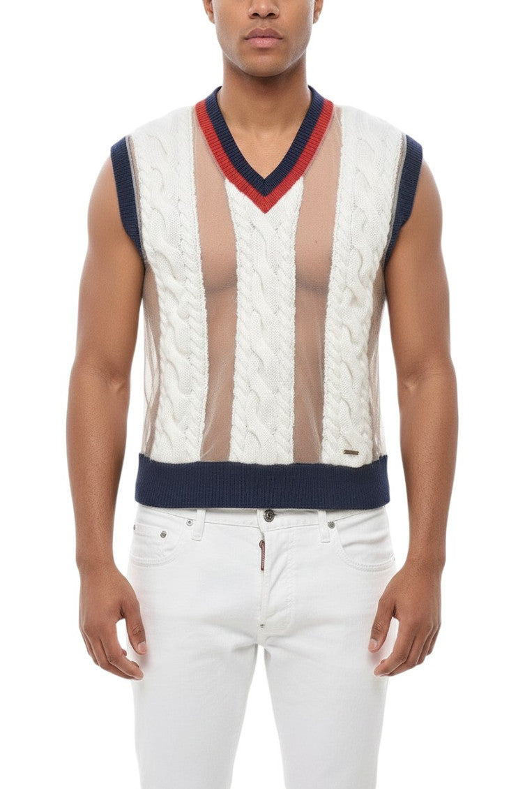 Off White Sleeveless Sweater 1