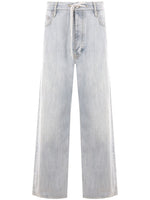 Light Blue Cotton Washed Denim Logo Pants 1