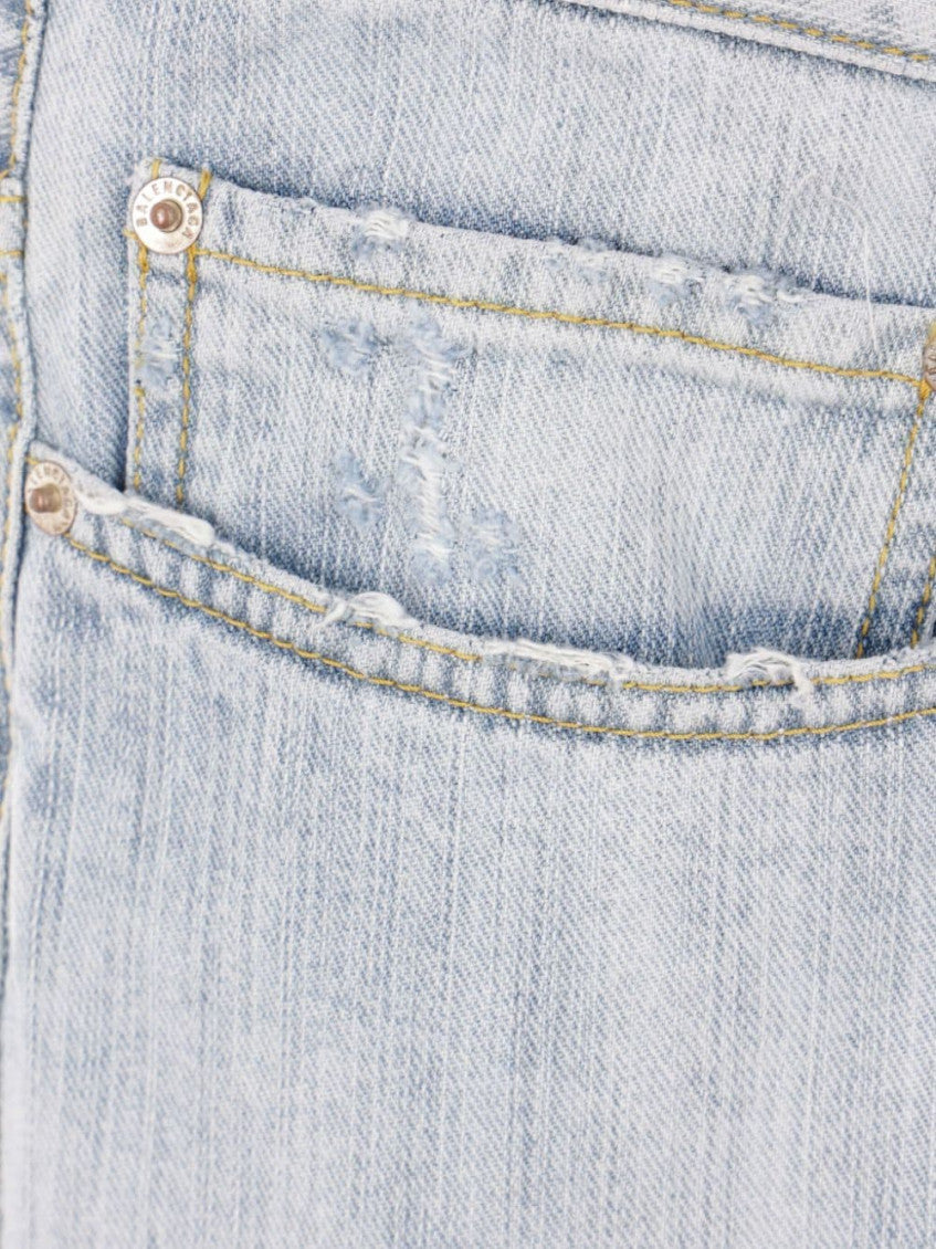 Light Blue Cotton Washed Denim Logo Pants 3