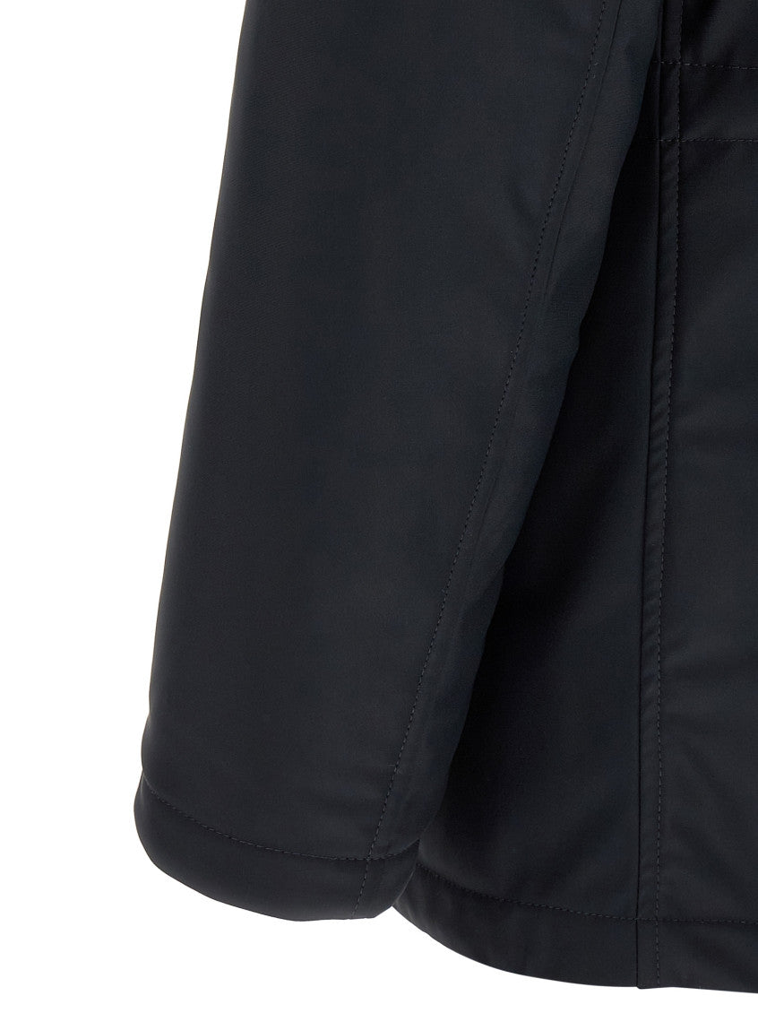 Dark Blue Solid High Neck Jacket 4