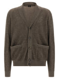 Brown Knitted Shawl Neck Cardigan 1