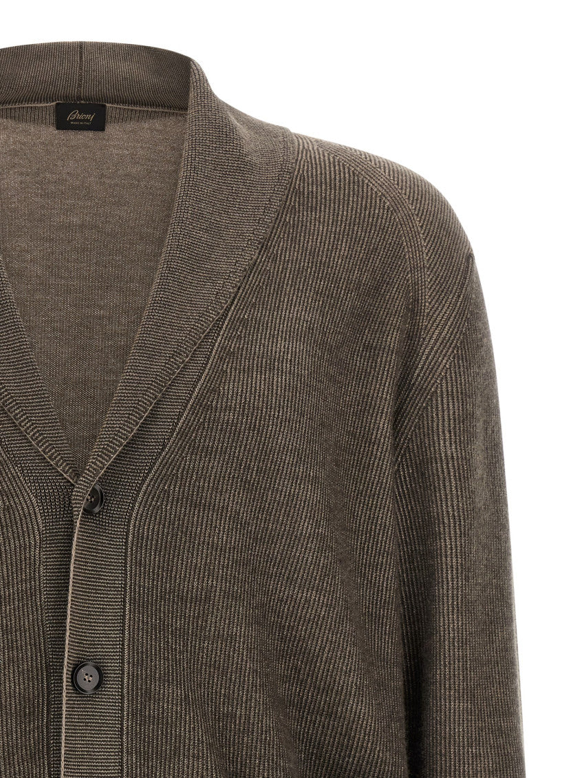 Brown Knitted Shawl Neck Cardigan 3