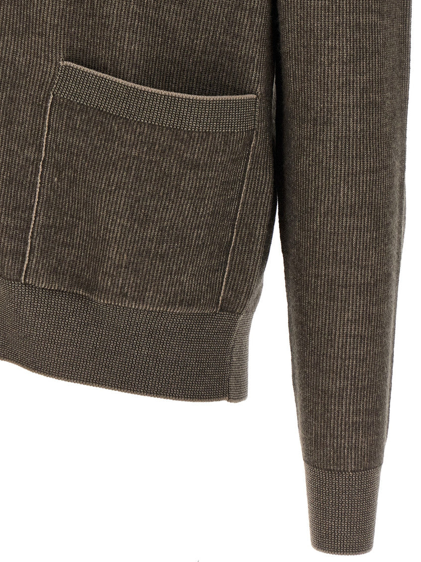 Brown Knitted Shawl Neck Cardigan 4