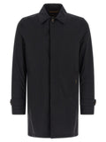 Blue Shirt Collar Trench Coat 1
