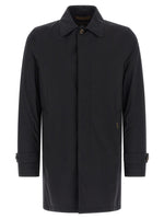 Blue Shirt Collar Trench Coat 1