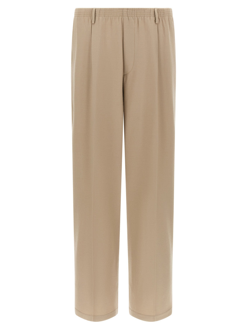 Beige Relaxed Pleated Pants 1