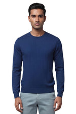 Navy Blue Textured Sweatshirt 1