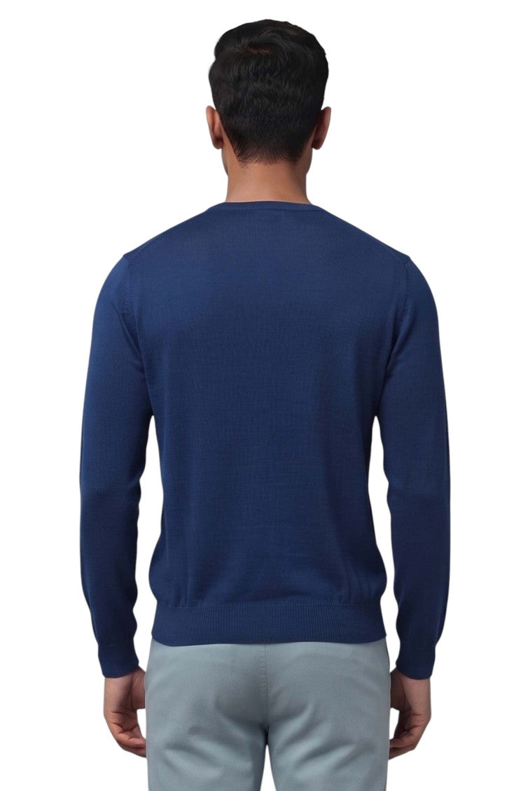 Navy Blue Textured Sweatshirt 2