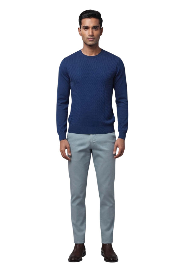 Navy Blue Textured Sweatshirt 3