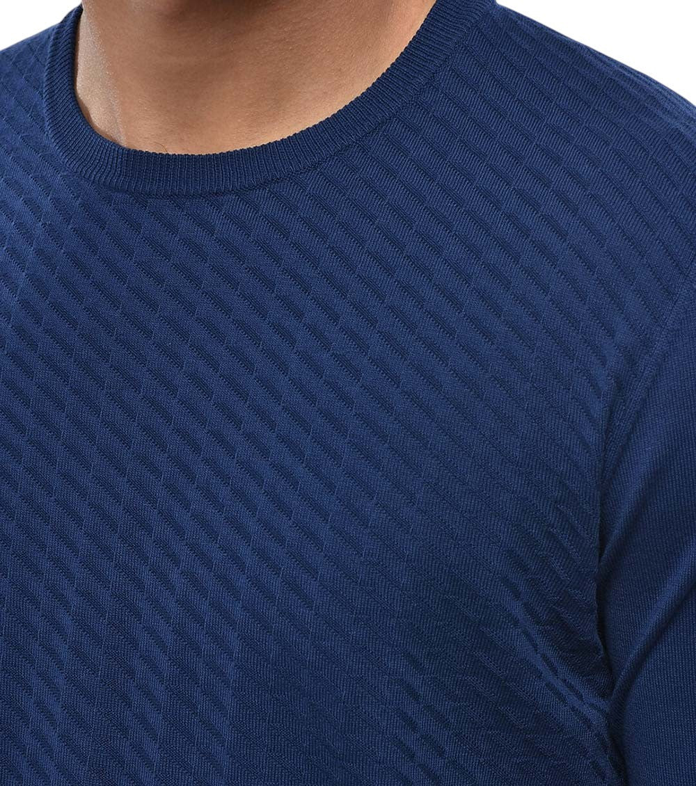 Navy Blue Textured Sweatshirt 4