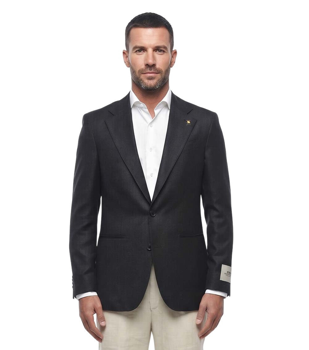 Black Notched Lapel Blazer 1