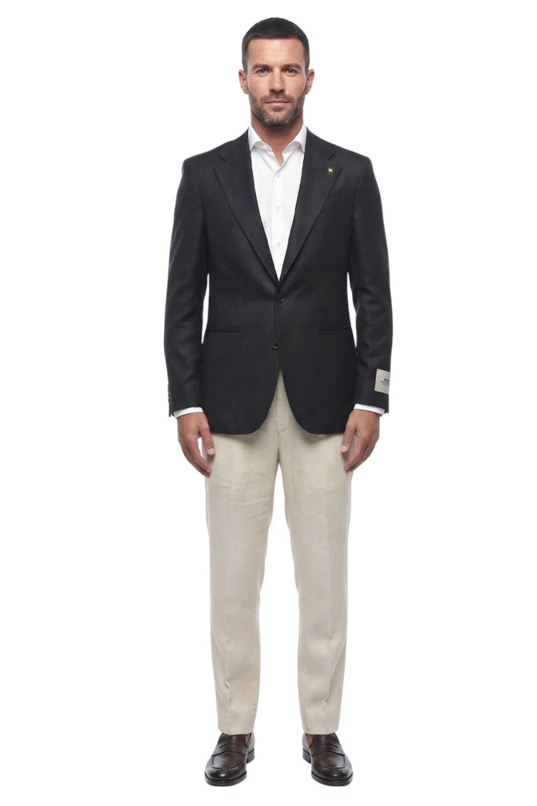 Black Notched Lapel Blazer 3