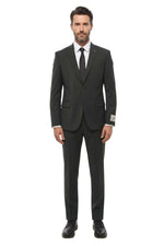 Dark Green Peaked Lapel Suit 1